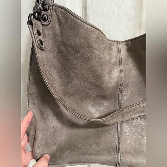 HOBO Pier Leather Gray Titanium Shoulder Bag - Picture 5 of 13